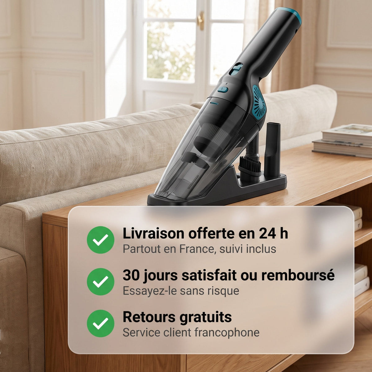 Aspirateur à main puissant sans fil avec station de recharge
