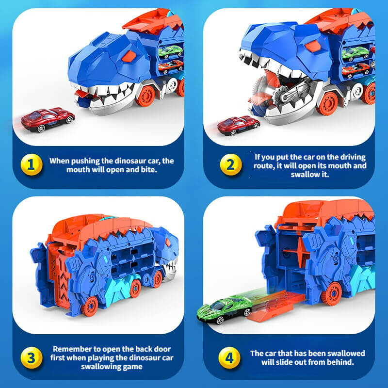 Camion jouet transport de dinosaures avec circuits de course