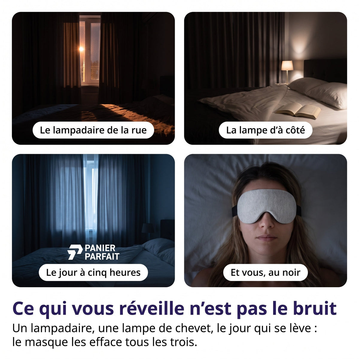 Masque de sommeil ajustable sans pression oculaire