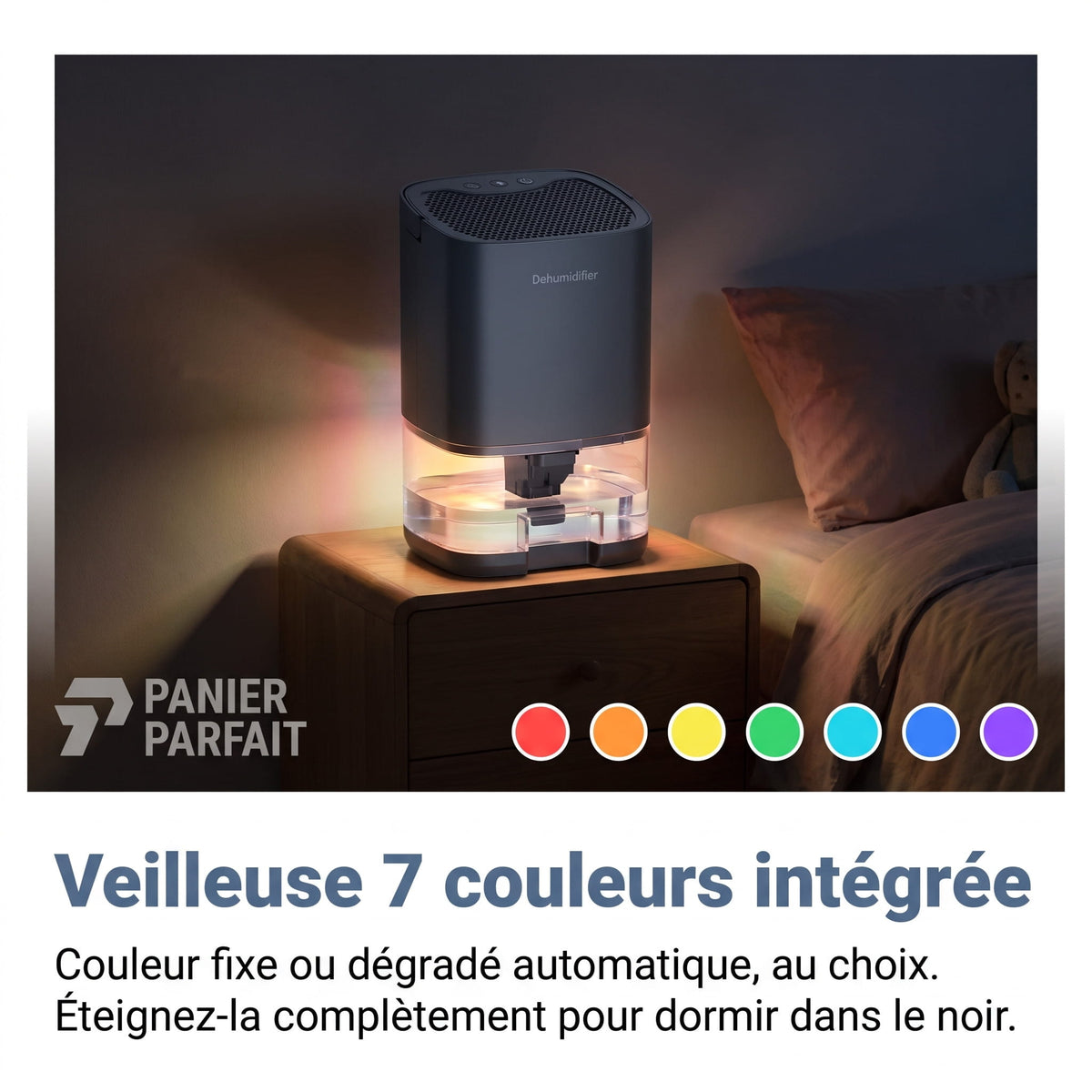 Déshumidificateur silencieux 2 en 1 pour air intérieur