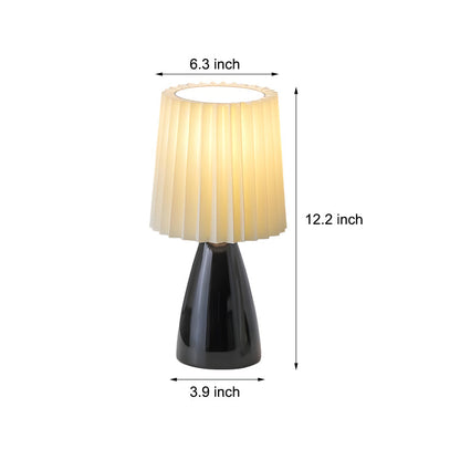 Lampe de table à tissu plissé avec base en verre et port USB 30 cm