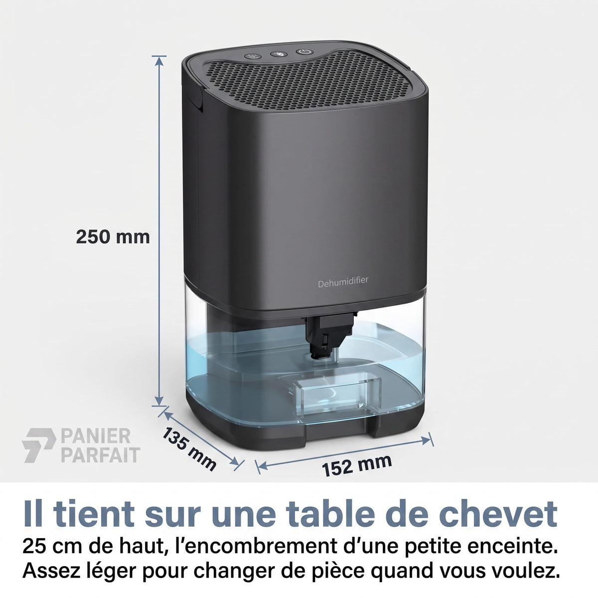 Déshumidificateur silencieux 2 en 1 pour air intérieur