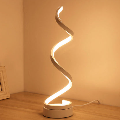 Lampe de table LED moderne à design spiralé blanc