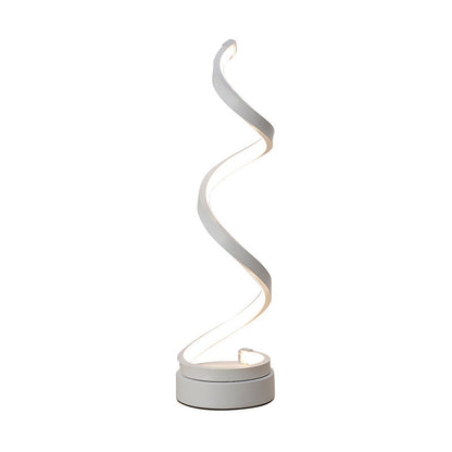 Lampe de table LED moderne à design spiralé blanc