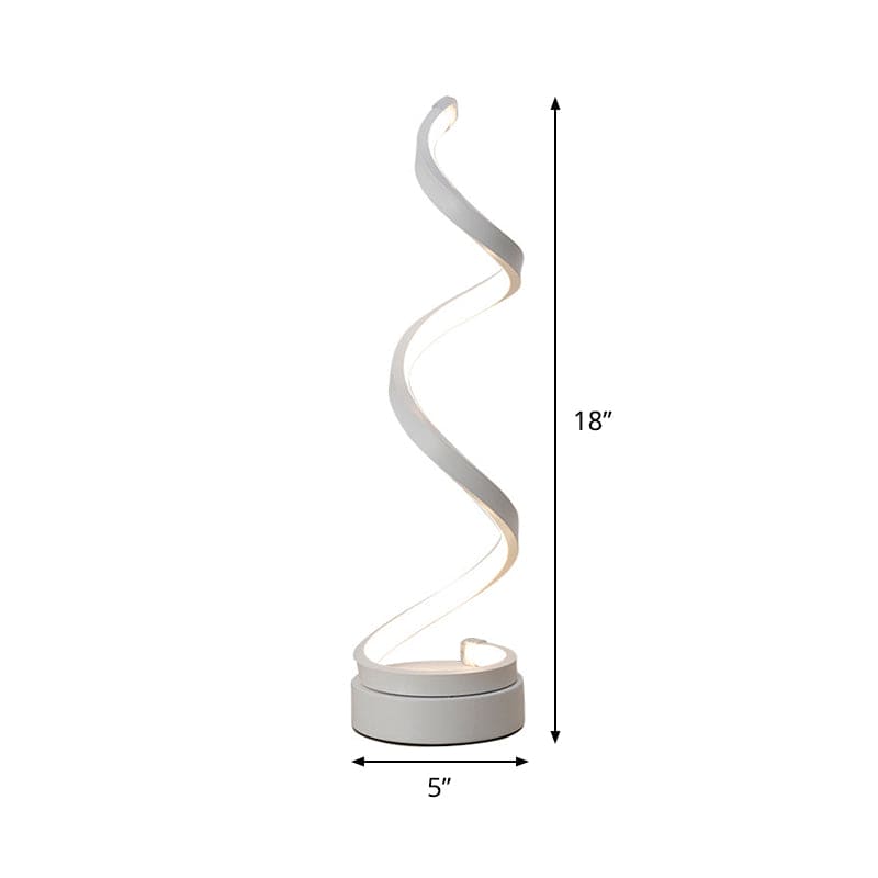 Lampe de table LED moderne à design spiralé blanc