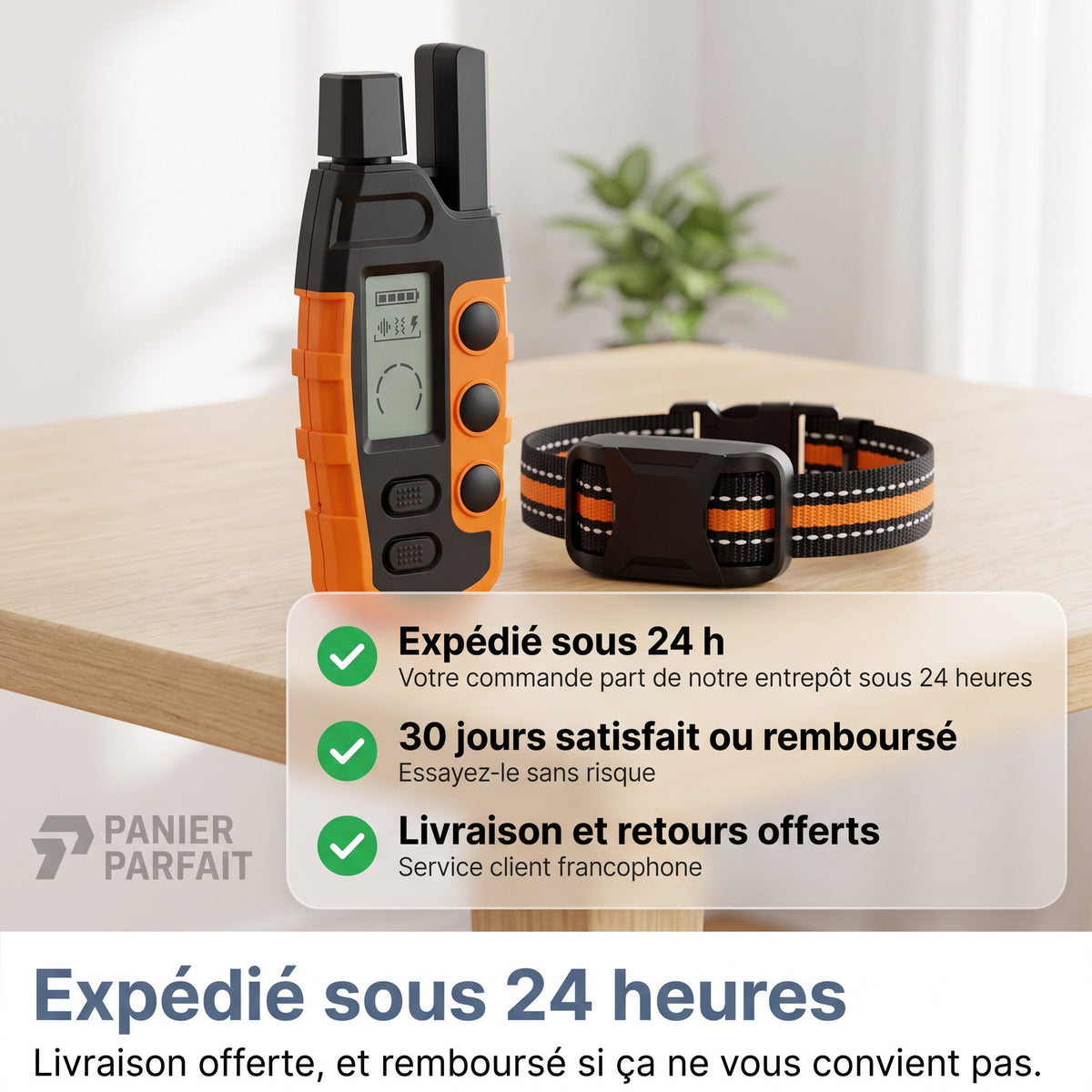 Collier de dressage rechargeable étanche 1000 m