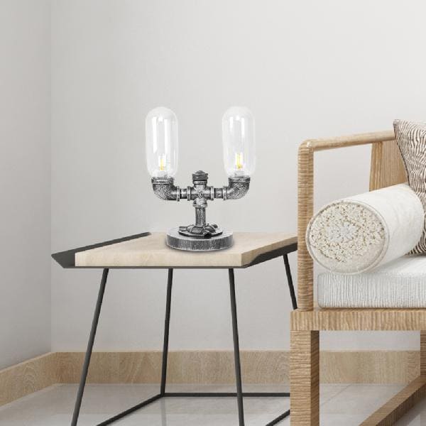 Lampe de table élégante en verre transparent avec abat-jour