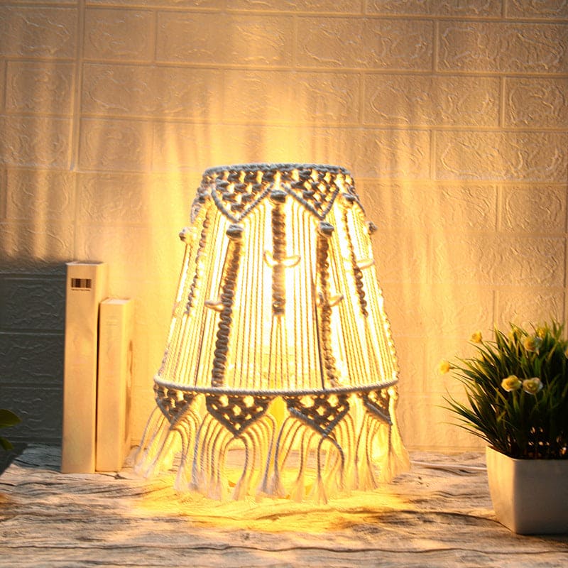 Lampe de table décorative en corde tissée pour éclairage ambiant