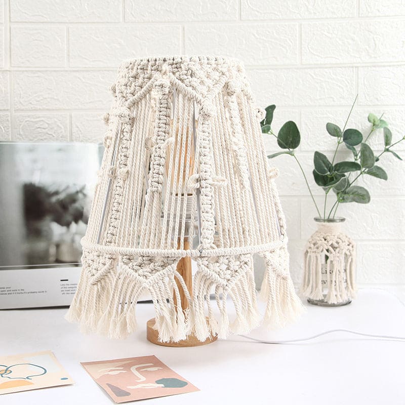 Lampe de table décorative en corde tissée pour éclairage ambiant