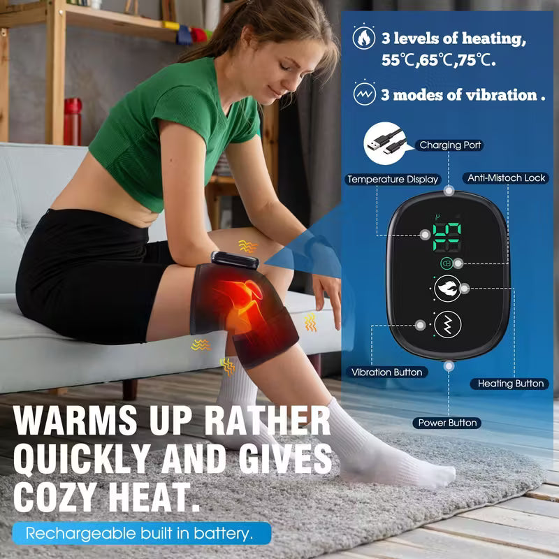 ThermaFlex™ – Beheizbare Vibrations-Kniebandage für Knie, Ellenbogen und Schulter