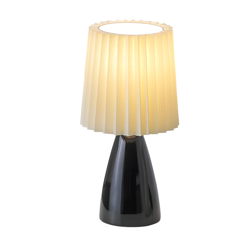 Lampe de table à tissu plissé avec base en verre et port USB 30 cm
