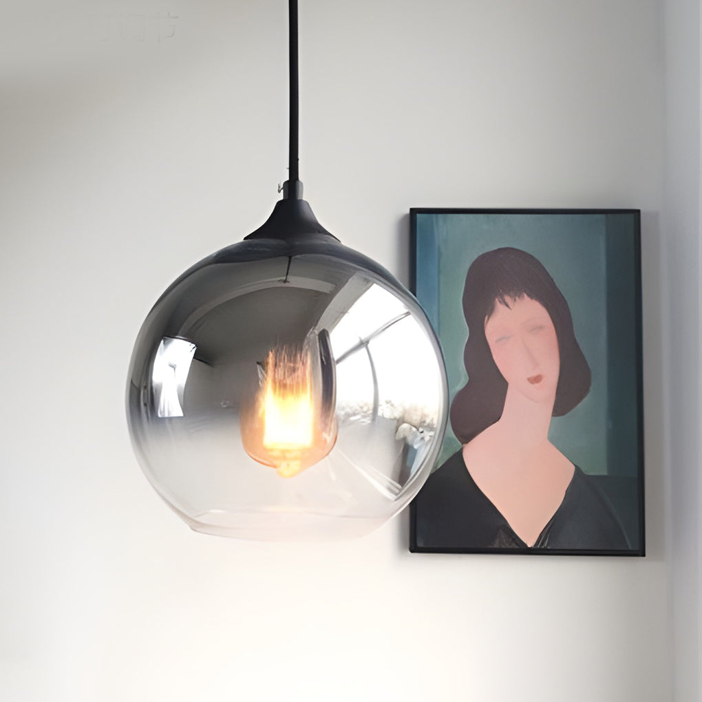 Suspension globe en verre avec éclairage LED moderne