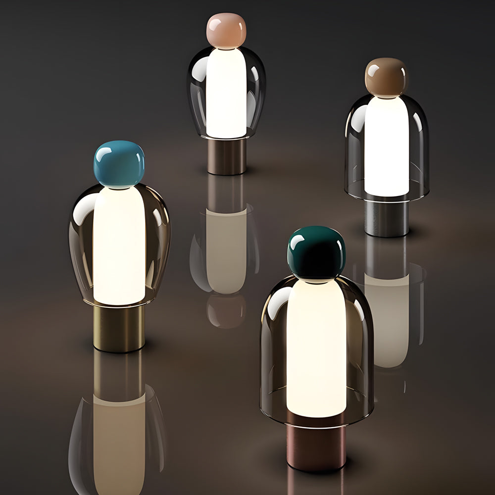 Lampe de table rechargeable en verre transparent à LED dimmable