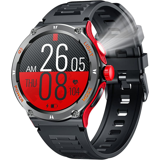 Herren-Smart-Sportuhr mit GPS, Touchscreen, LED-Lampe und Kompass