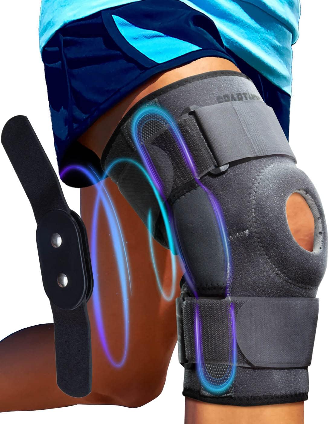 Genouillère de maintien flexible à enveloppe ajustable