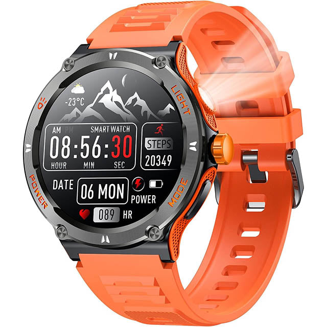 Herren-Smart-Sportuhr mit GPS, Touchscreen, LED-Lampe und Kompass