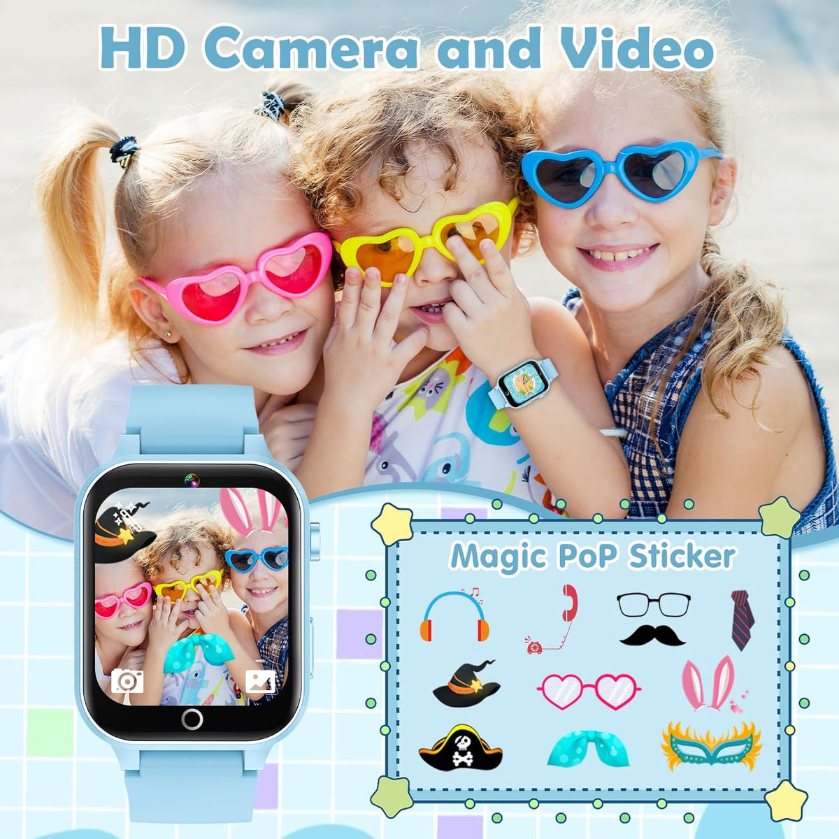 Montre connectée enfant écran tactile caméra HD réveil intégré
