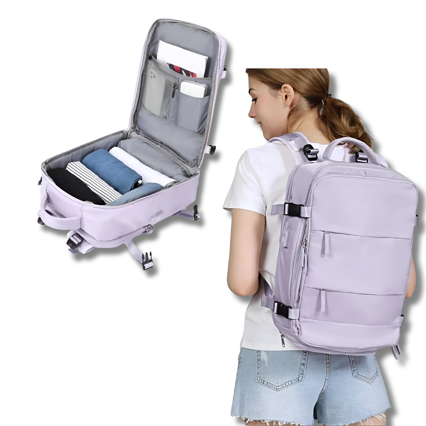 Praktische Reisetasche mit integriertem USB-Anschluss