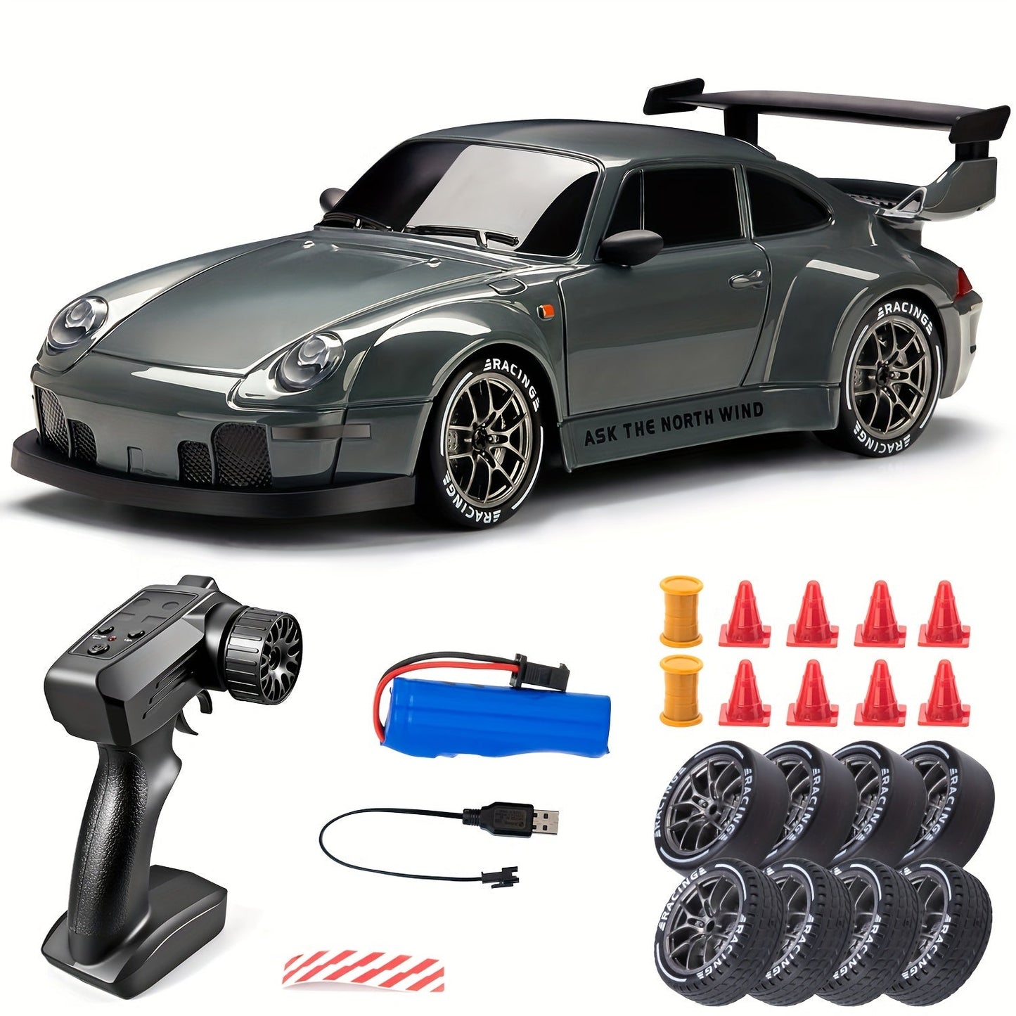 Voiture Télécommandée 4 Roues Motrices avec Éclairage LED | Jouet de Course Haut de Gamme pour Enfants - Santeova
