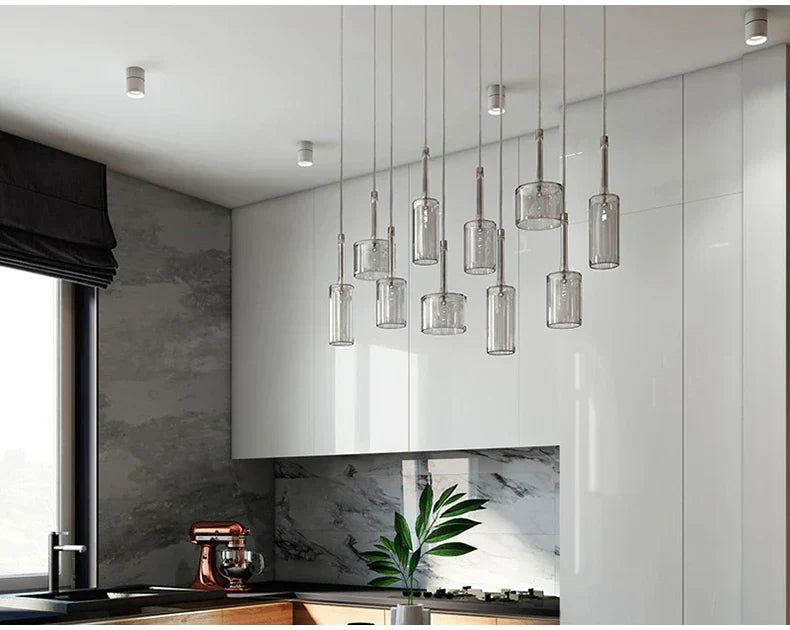 Suspension de salle à manger LED moderne en verre