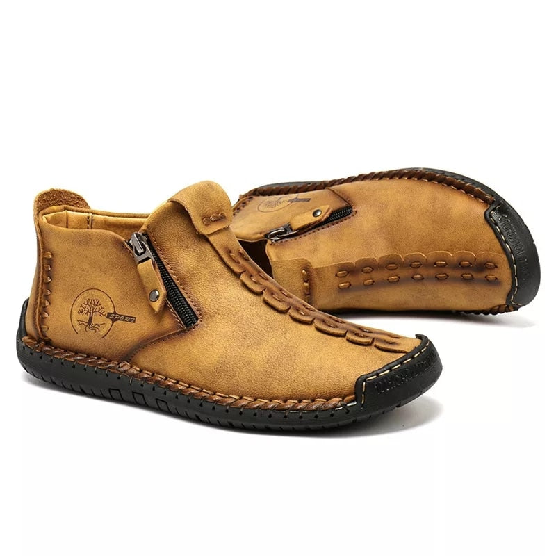 Bottes de cheville vintage cousues main en cuir