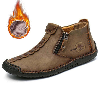Bottes de cheville vintage cousues main en cuir