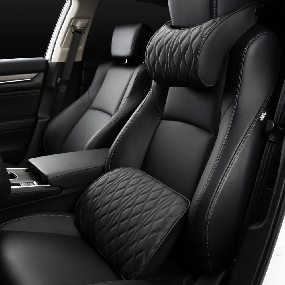 Oreiller de cou de voiture en simili cuir confortable - Santeova