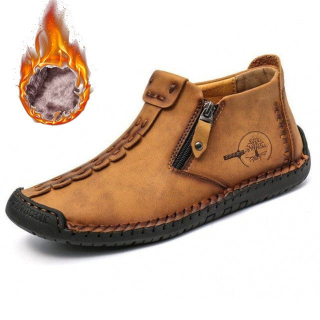 Bottes de cheville vintage cousues main en cuir