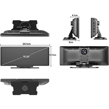 Écran autoradio sans fil 2K avec dashcam et caméra arrière 1080P 64