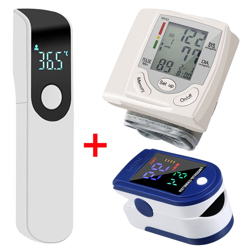 Umfassendes Gesundheitsmonitor: Digitales Blutdruckmessgerät, Pulsoximeter und Infrarot-Thermometer