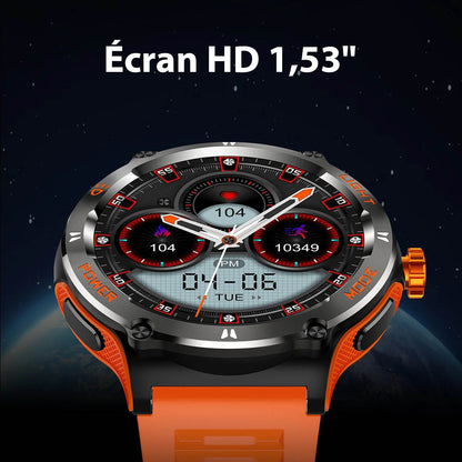 Montre connectée sportive écran HD avec torche LED et boussole