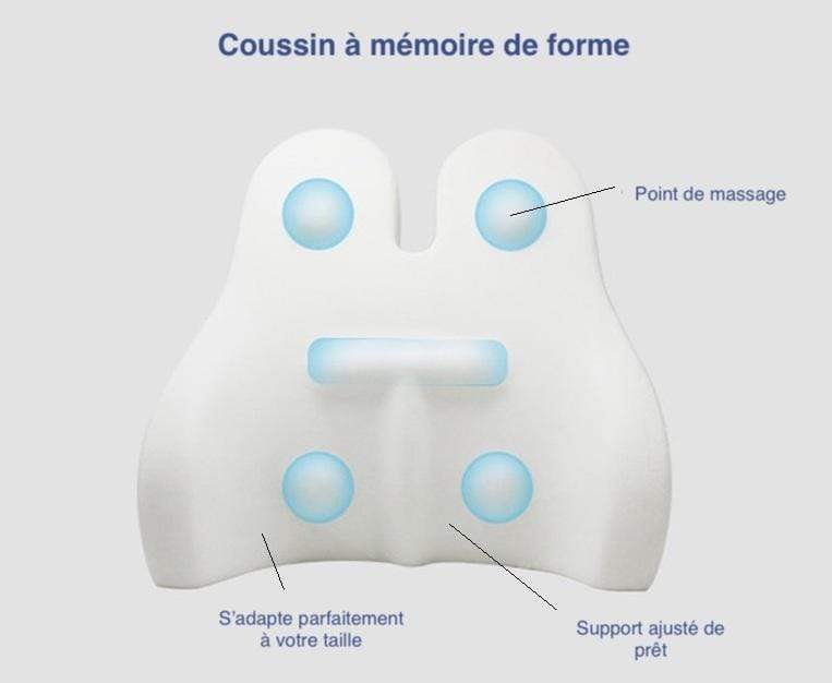 Coussin de confort dorsal ergonomique bleu