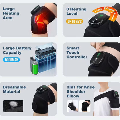 ThermaFlex™ – Beheizbare Vibrations-Kniebandage für Knie, Ellenbogen und Schulter