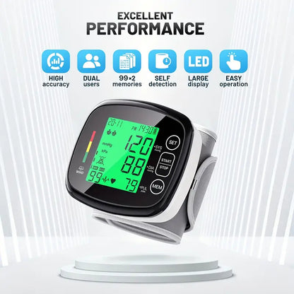 Vitapulse™ – Automatisches Handgelenk-Blutdruckmessgerät mit großem LCD-Display
