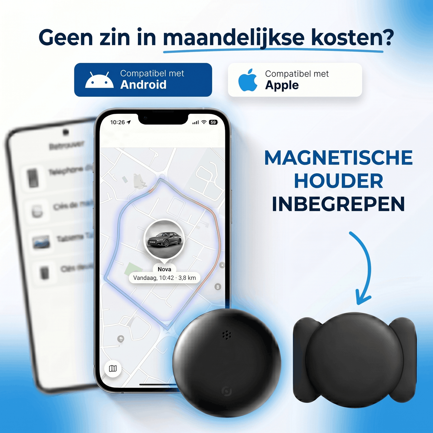 Santeova – GPS Tracker Zonder Abonnement | Compatibel met Android en iOS