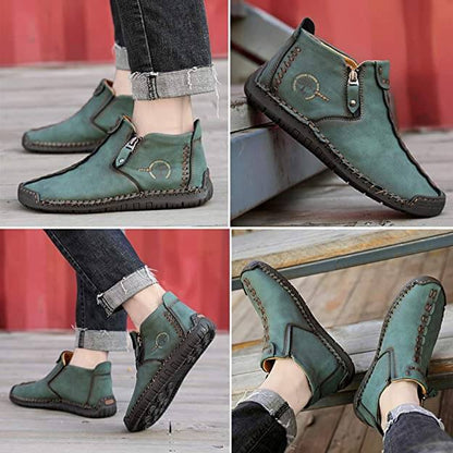 Bottes de cheville vintage cousues main en cuir