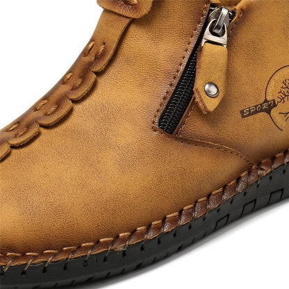 Bottes de cheville vintage cousues main en cuir