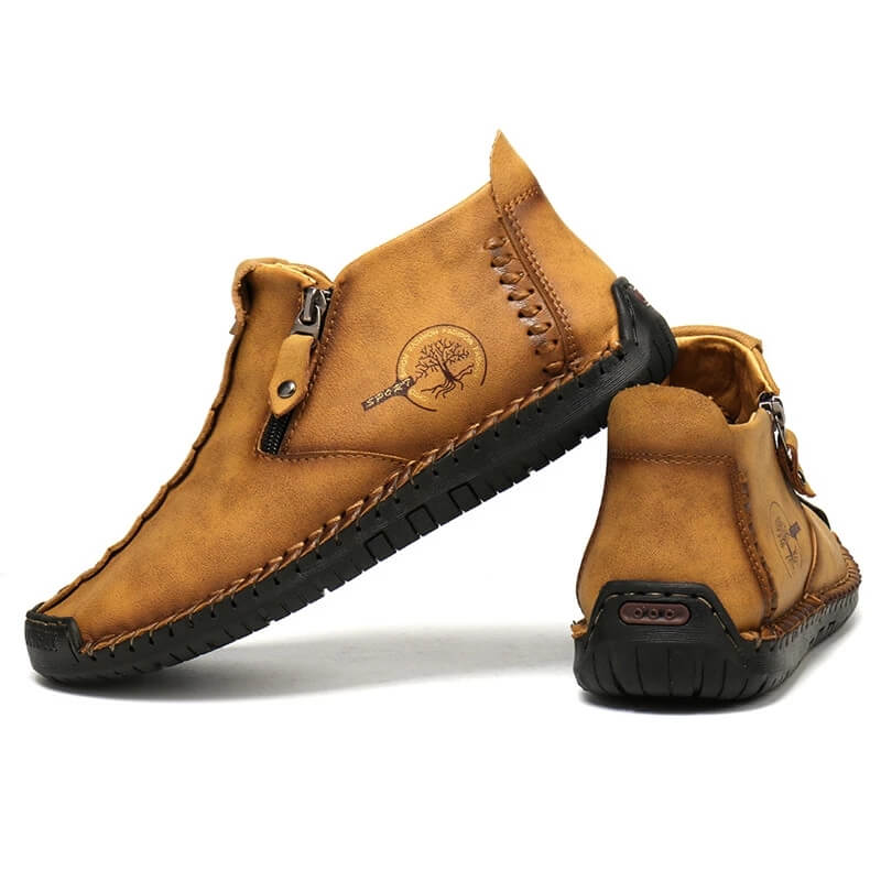 Bottes de cheville vintage cousues main en cuir