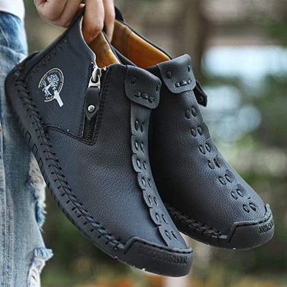 Bottes de cheville vintage cousues main en cuir