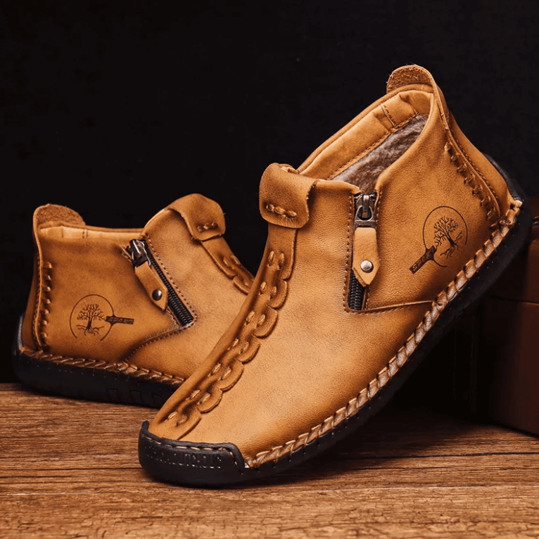 Bottes de cheville vintage cousues main en cuir