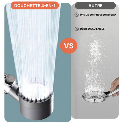 Pommeau de douche économique haute pression 4 fonctions gris
